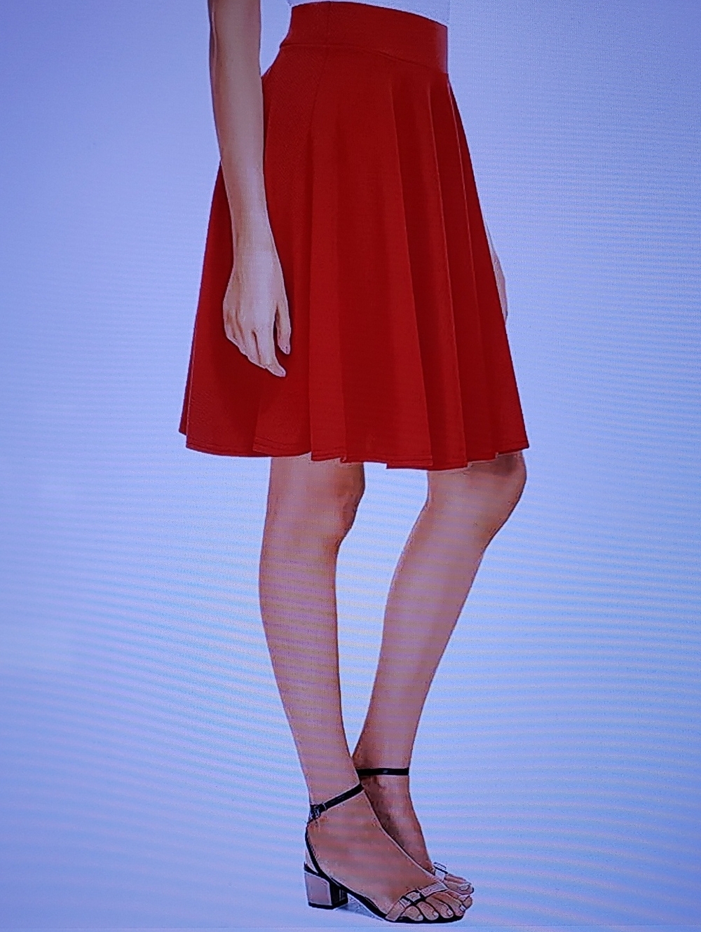 Women's Red Circle Skirt with High Waist